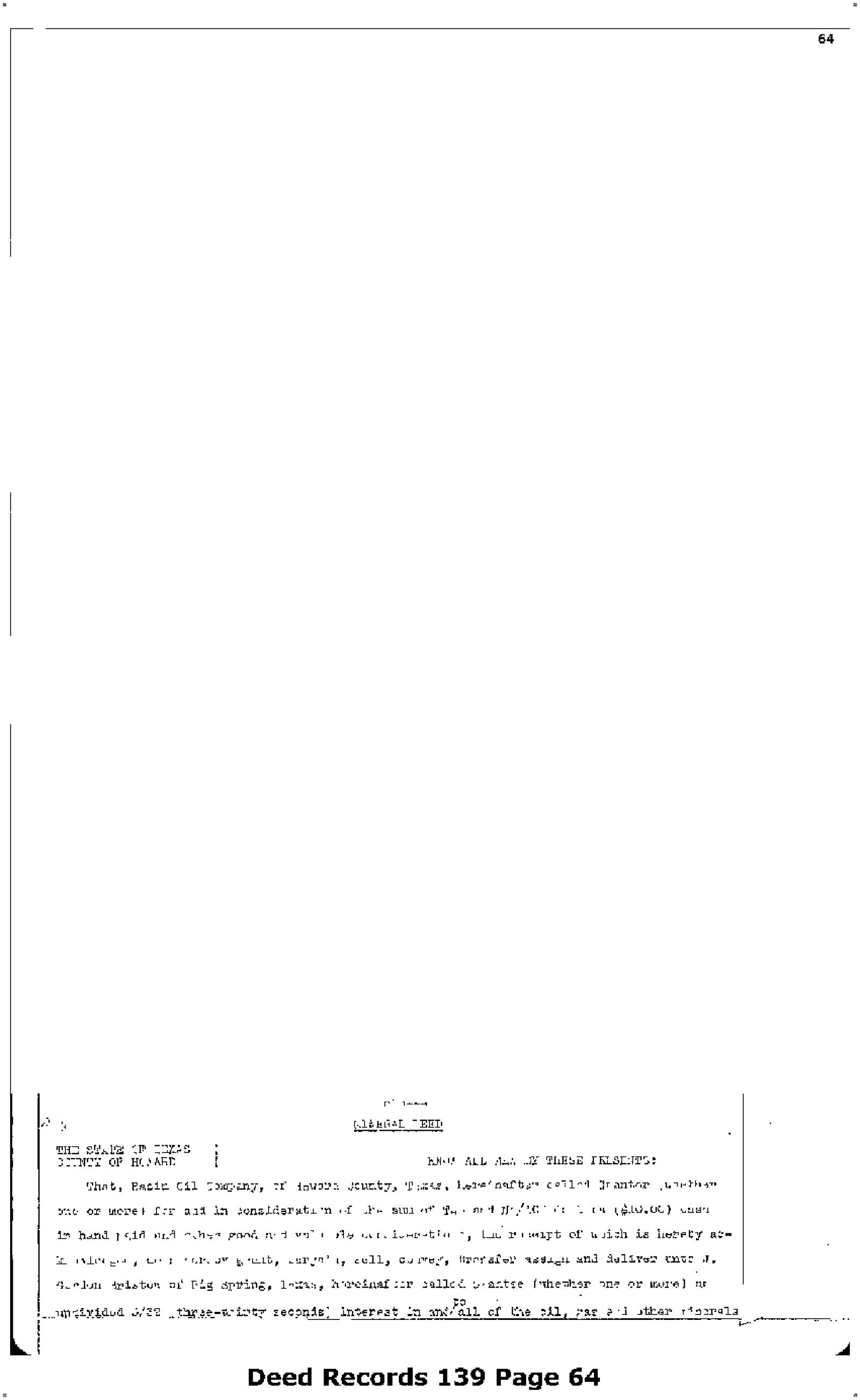 Basin Oil Co - Recorded Dr Vol: 139 Pg: 64; Mineral Deed (Doc #DOCC1948-1-484682)